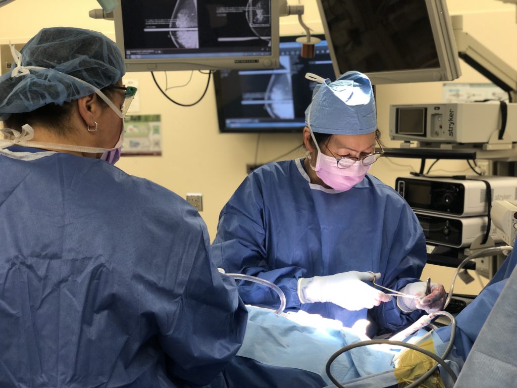 This is a photo of Dr. Jocelyn Dunn M.D. performing surgical procedures